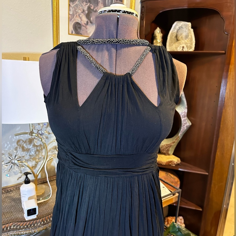French Connection Black Gown with Embellished Neckline. XS Size 2